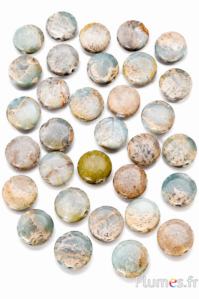 Natursteinperlen - Ø 10 mm - wassergrün-grau-beige